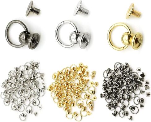 66pcs Screwback Round Head Rivet 8mm, Silver Pull Ring Rivet DIY Accessory Screw Rivets Screwback Round Head Rivet with Pull Ring Studs DIY Leather Craft Rivets Studs in Saudi Arabia
