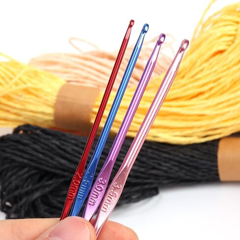 8pcs Colorful Crochet Hook Set Aluminum Handle Knitting Crochet Needles Sweater DIY Hooks Set Metal Sewing Hook Knitting Tool in Saudi Arabia