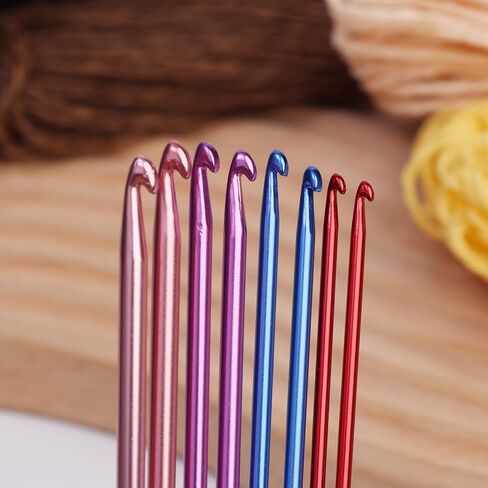 8pcs Colorful Crochet Hook Set Aluminum Handle Knitting Crochet Needles Sweater DIY Hooks Set Metal Sewing Hook Knitting Tool in Saudi Arabia