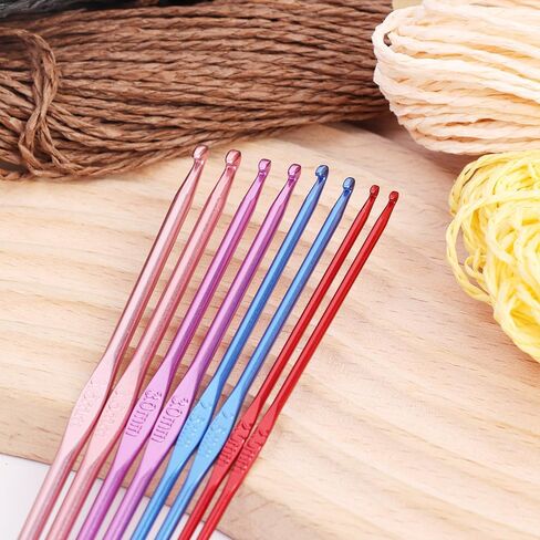 8pcs Colorful Crochet Hook Set Aluminum Handle Knitting Crochet Needles Sweater DIY Hooks Set Metal Sewing Hook Knitting Tool in Saudi Arabia