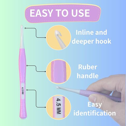 Araeknotta Small Crochet Hooks Set with Stitch Markers, Yarn Needles - 8 Sizes (2.5mm, 3mm, 3.5mm, 4mm, 4.5mm, 5mm, 5.5mm, 6mm) -Ergonomic Plastic Crochet Hook Needles for Arthritic Hands in Saudi Arabia