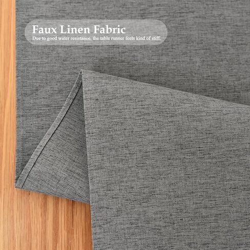 Waterproof Faux Linen Table Runner Farmhouse Short Mist Blue Table Runner 36 Inches Rustic Washable Table Runner Dresser Scarf for Kitchen Dining Room Indoor Outdoor 13x36 Inch in Kuwait