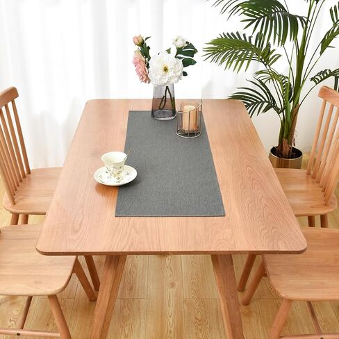 Waterproof Faux Linen Table Runner Farmhouse Short Mist Blue Table Runner 36 Inches Rustic Washable Table Runner Dresser Scarf for Kitchen Dining Room Indoor Outdoor 13x36 Inch in Kuwait