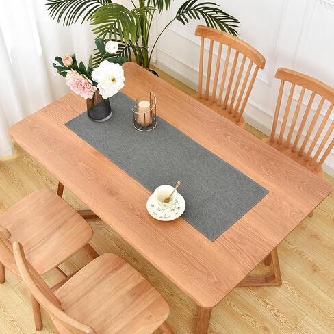 Waterproof Faux Linen Table Runner Farmhouse Short Mist Blue Table Runner 36 Inches Rustic Washable Table Runner Dresser Scarf for Kitchen Dining Room Indoor Outdoor 13x36 Inch in Kuwait