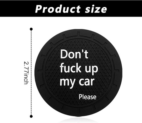 4PCS Car Cup Holder Coaster, Don't Fuck up My Car Please, Non-Slip Cup Holder Embedded Decorative Funny Coaster Suitable for Most Automobile Interior Accessories for Women Men (Black) in Saudi Arabia