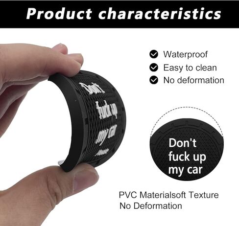 4PCS Car Cup Holder Coaster, Don't Fuck up My Car Please, Non-Slip Cup Holder Embedded Decorative Funny Coaster Suitable for Most Automobile Interior Accessories for Women Men (Black) in Saudi Arabia