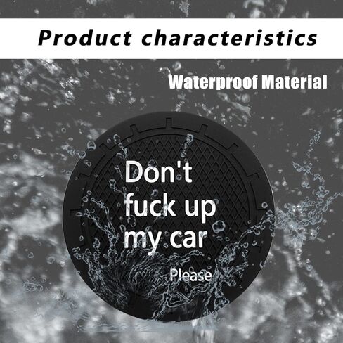 4PCS Car Cup Holder Coaster, Don't Fuck up My Car Please, Non-Slip Cup Holder Embedded Decorative Funny Coaster Suitable for Most Automobile Interior Accessories for Women Men (Black) in Saudi Arabia