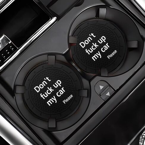 4PCS Car Cup Holder Coaster, Don't Fuck up My Car Please, Non-Slip Cup Holder Embedded Decorative Funny Coaster Suitable for Most Automobile Interior Accessories for Women Men (Black) in Saudi Arabia