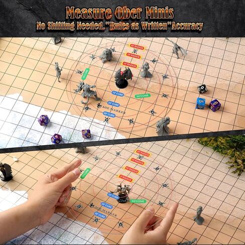 قالب تلف D&D 5e مع فتحة مركزية مقاس 1 بوصة - مقياس AOE أكريليك مكعب/مخروط مقاس 30 بوصة، أداة محاذاة RPG للإملاء الدقيق، ملحقات ألعاب الطاولة وهدايا DM، أدوات للأبراج المحصنة والتنينات in Kuwait