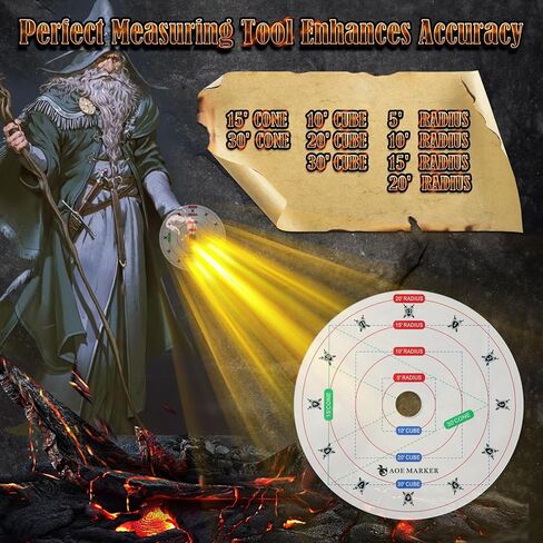 قالب تلف D&D 5e مع فتحة مركزية مقاس 1 بوصة - مقياس AOE أكريليك مكعب/مخروط مقاس 30 بوصة، أداة محاذاة RPG للإملاء الدقيق، ملحقات ألعاب الطاولة وهدايا DM، أدوات للأبراج المحصنة والتنينات in Kuwait
