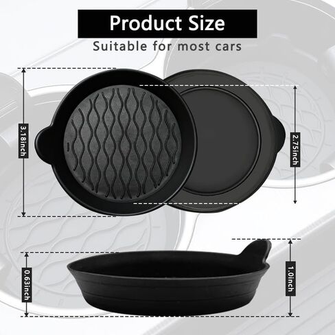 قاعدة حامل أكواب السيارة، قواعد أكواب من السيليكون للسيارات، ملحقات داخلية للسيارة غير قابلة للانزلاق، 4 قطع باللون الأسود (أسود) in Kuwait