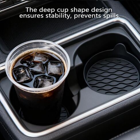 قاعدة حامل أكواب السيارة، قواعد أكواب من السيليكون للسيارات، ملحقات داخلية للسيارة غير قابلة للانزلاق، 4 قطع باللون الأسود (أسود) in Kuwait
