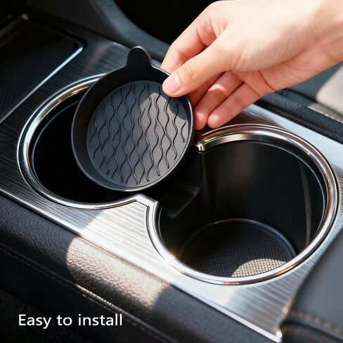 قاعدة حامل أكواب السيارة، قواعد أكواب من السيليكون للسيارات، ملحقات داخلية للسيارة غير قابلة للانزلاق، 4 قطع باللون الأسود (أسود) in Kuwait