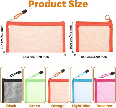 10pcs Mesh Zipper Pouch 2 Sizes Multicolor Zip Bags, Mesh Bags with Zipper for Purse Organizer Pouches Small Travel Toiletry Pouch Bag Document Bag, 5 Colors in Saudi Arabia