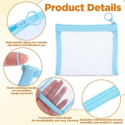 10pcs Mesh Zipper Pouch 2 Sizes Multicolor Zip Bags, Mesh Bags with Zipper for Purse Organizer Pouches Small Travel Toiletry Pouch Bag Document Bag, 5 Colors in Saudi Arabia