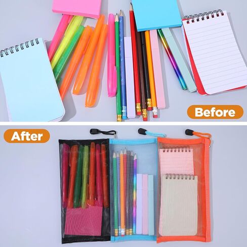10pcs Mesh Zipper Pouch 2 Sizes Multicolor Zip Bags, Mesh Bags with Zipper for Purse Organizer Pouches Small Travel Toiletry Pouch Bag Document Bag, 5 Colors in Saudi Arabia