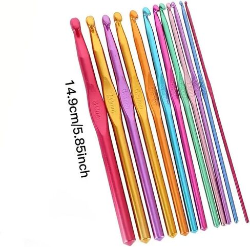 Premium Aluminum Crochet Hooks – Perfect for Knitting, Rust-Resistant Oxidized Hook Heads, Easy to Use, Various Sizes Available in Saudi Arabia