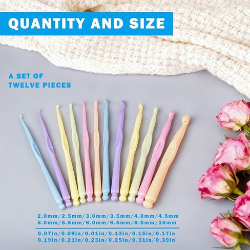Crochet Hooks Set, 12 Pcs 2.0-10mm Ergonomic Soft Grip Knitting Needles with Case, Yarn Weaving Tools for DIY Craft, Making Socks Scarf Hat Bag in Saudi Arabia