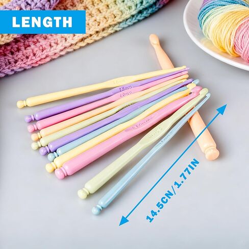 Crochet Hooks Set, 12 Pcs 2.0-10mm Ergonomic Soft Grip Knitting Needles with Case, Yarn Weaving Tools for DIY Craft, Making Socks Scarf Hat Bag in Saudi Arabia