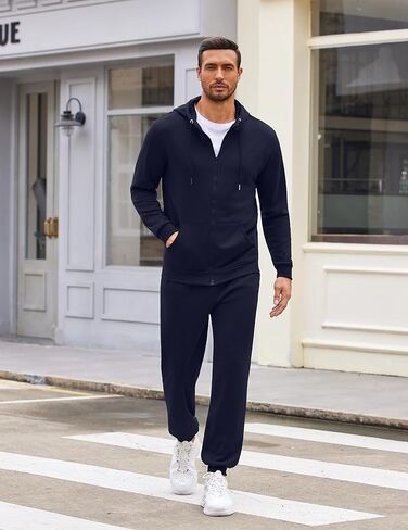 COOFANDY Men's Tracksuit Athletic Casual Full Zip Sports Jogging Gym Sweatsuit, Navy, Small in Saudi Arabia