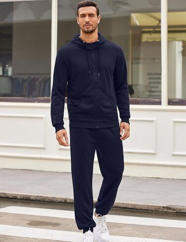 COOFANDY Men's Tracksuit Athletic Casual Full Zip Sports Jogging Gym Sweatsuit, Navy, Small in Saudi Arabia