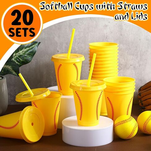 20 قطعة من أكواب Domensi لحفلات كرة القدم بحجم 16oz، أكواب بلاستيكية قابلة لإعادة الاستخدام مع غطاء وقش للفريق، مدرب الأصدقاء، الرجال والنساء، هدايا الحفلات المفضلة، مستلزمات الديكور in Saudi Arabia