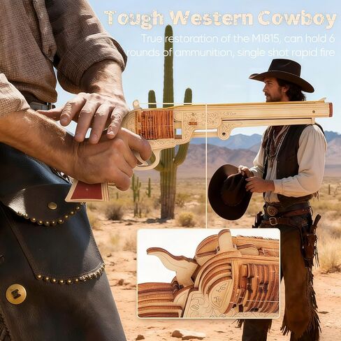 ألغاز خشبية ثلاثية الأبعاد مسدس شريط مطاطي للبالغين - نموذج مسدس 98k، مجموعة أدوات بناء مسدس شريط مطاطي DIY للمراهقين بعمر 14 عامًا فما فوق، حرفة دعابة للعقل، هدية فريدة وديكور منزلي للرجال والنساء (Kar98K) in Kuwait