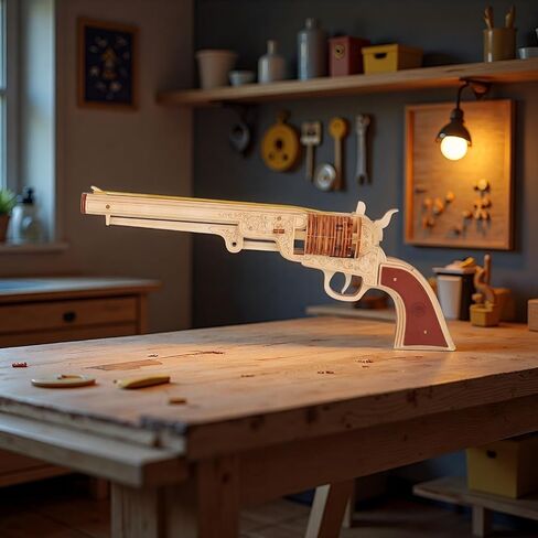 ألغاز خشبية ثلاثية الأبعاد مسدس شريط مطاطي للبالغين - نموذج مسدس 98k، مجموعة أدوات بناء مسدس شريط مطاطي DIY للمراهقين بعمر 14 عامًا فما فوق، حرفة دعابة للعقل، هدية فريدة وديكور منزلي للرجال والنساء (Kar98K) in Kuwait