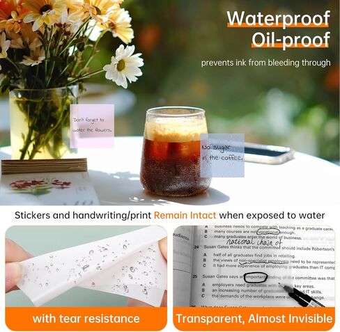 Transparent Sticky Notes with Marker, 【99.9% Transparency, Strong Adhesion,Waterproof 】 MEIGAONE 7 Pack Clear Sticky Note 3x3,Translucent Sticky Note Office,School Supplies in Saudi Arabia