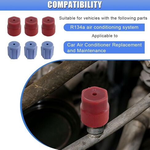 R134a AC Valve Cap Kit, 13mm & 16mm Air Conditioning Service AC System Charging Port Caps, Universal Auto Maintenance Leakproof Hat Replacement, 5 Blue Low Side & 5 Red High Side (10PCS) in Saudi Arabia