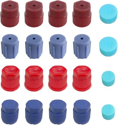 R134a AC Valve Cap Kit, 13mm & 16mm Air Conditioning Service AC System Charging Port Caps, Universal Auto Maintenance Leakproof Hat Replacement, 5 Blue Low Side & 5 Red High Side (10PCS) in Saudi Arabia