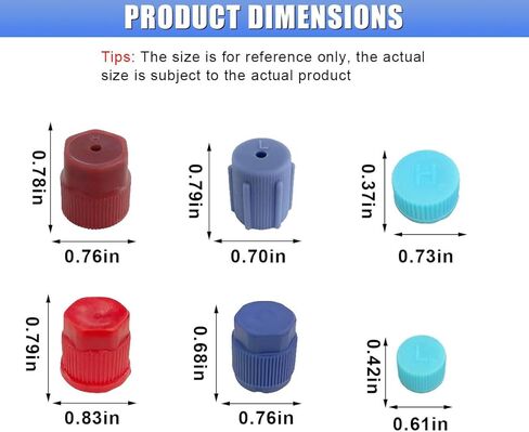 R134a AC Valve Cap Kit, 13mm & 16mm Air Conditioning Service AC System Charging Port Caps, Universal Auto Maintenance Leakproof Hat Replacement, 5 Blue Low Side & 5 Red High Side (10PCS) in Saudi Arabia