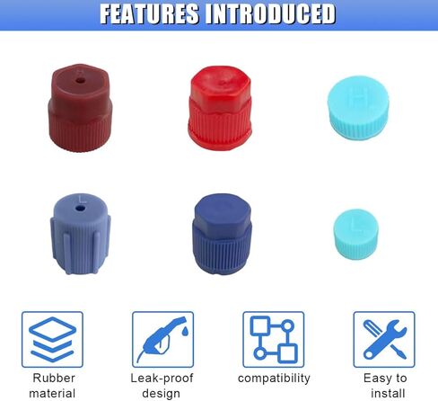 R134a AC Valve Cap Kit, 13mm & 16mm Air Conditioning Service AC System Charging Port Caps, Universal Auto Maintenance Leakproof Hat Replacement, 5 Blue Low Side & 5 Red High Side (10PCS) in Saudi Arabia
