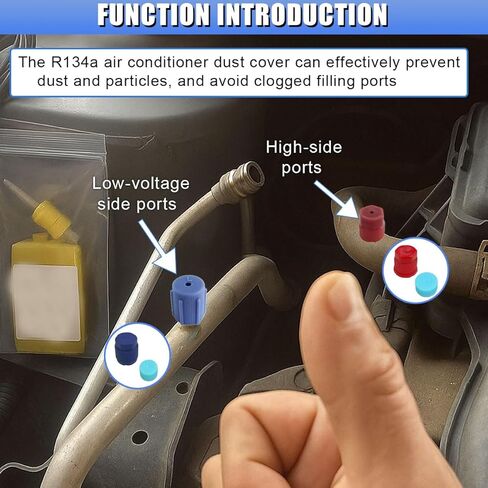 R134a AC Valve Cap Kit, 13mm & 16mm Air Conditioning Service AC System Charging Port Caps, Universal Auto Maintenance Leakproof Hat Replacement, 5 Blue Low Side & 5 Red High Side (10PCS) in Saudi Arabia