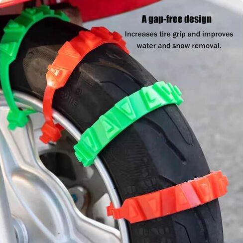 سلاسل الثلج للدراجات النارية Kawasaki Ninja ZX-10R 2011 2012 2013 2014 2015 سلاسل الإطارات المضادة للانزلاق القابلة للتعديل وسلاسل العجلات القابلة لإعادة الاستخدام وأحزمة كابل الثلج في حالات الطوارئ، 10 قطع - أحمر in Kuwait