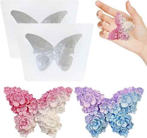 2 Piece Silicone Mold Butterfly, 5cm Wide Silicone Molds Casting Molds, Gypsum Molds for Casting, Silicone Molds for Creative Projects, Flowers Silicone Mold Butterfly in Saudi Arabia