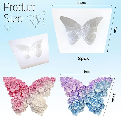 2 Piece Silicone Mold Butterfly, 5cm Wide Silicone Molds Casting Molds, Gypsum Molds for Casting, Silicone Molds for Creative Projects, Flowers Silicone Mold Butterfly in Saudi Arabia