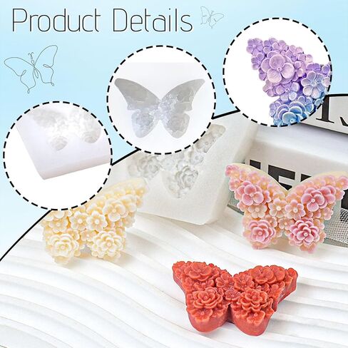 2 Piece Silicone Mold Butterfly, 5cm Wide Silicone Molds Casting Molds, Gypsum Molds for Casting, Silicone Molds for Creative Projects, Flowers Silicone Mold Butterfly in Saudi Arabia