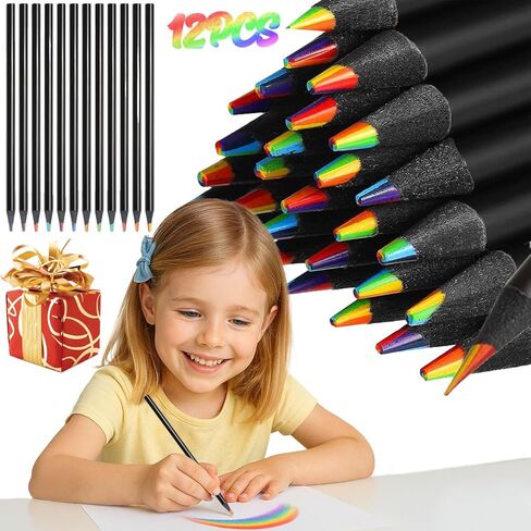 Rainbow Colored Pencils, 12 Pack Multicolor Drawing Pen Art Supplies for kids girls boys teens, Birthday gifts crafts drawing supplies, Stocking stuffers creative Arts Christmas presents DIY party in Saudi Arabia