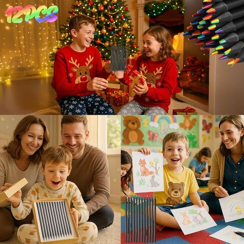 Rainbow Colored Pencils, 12 Pack Multicolor Drawing Pen Art Supplies for kids girls boys teens, Birthday gifts crafts drawing supplies, Stocking stuffers creative Arts Christmas presents DIY party in Saudi Arabia