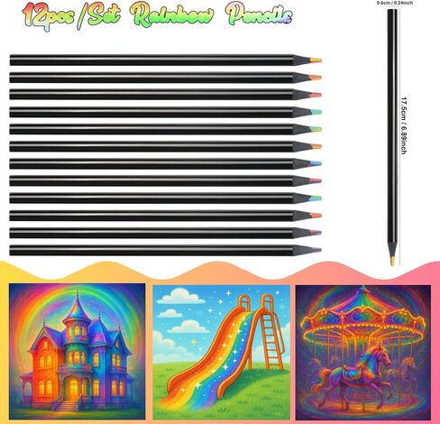 Rainbow Colored Pencils, 12 Pack Multicolor Drawing Pen Art Supplies for kids girls boys teens, Birthday gifts crafts drawing supplies, Stocking stuffers creative Arts Christmas presents DIY party in Saudi Arabia