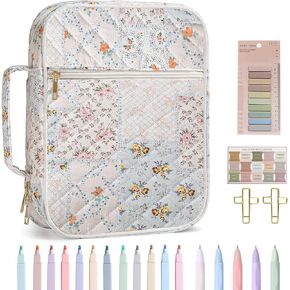 حافظة غطاء الكتاب المقدس للنساء، حقيبة كبيرة للكتاب المقدس مع لوازم دراسة الكتاب المقدس وإكسسوارات هدايا مسيحية للنساء، محمولة بمقبض قوي وأقلام تحديد، زهرة زرقاء in Kuwait