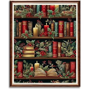 WRTCPOC عيد الميلاد رف الكتب عد عبر الابره مجموعات للبالغين عيد الميلاد زهرة كتاب التطريز مجموعات عطلة تحت عنوان نمط عبر غرزة 11CT DIY التطريز التطريز بداية مجموعات in Kuwait