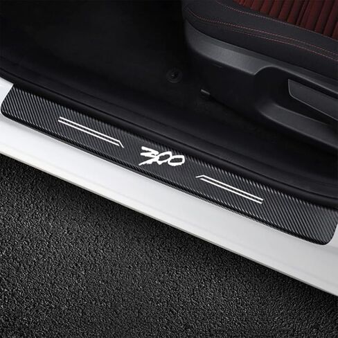 4pcs/Set for Chrysler Door Sill Protector 300/C/ 300S 2005-2023 Door Sill Protector, Carbon Fiber Vinyl Door Sill Trim Scuff Plate in Saudi Arabia