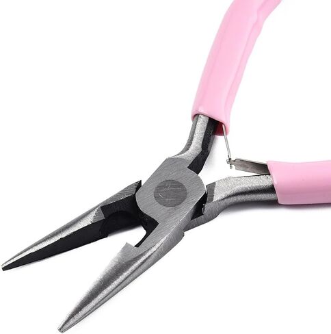 3 pcs Steel Pliers Set Side Cutter/Round Nose/Needle Nose Pliers with Plastic Handles Small Wire Cutter Tools for Jewelry Repair Crafts Wire Wrapping Cutting, Pearl Pink in Saudi Arabia