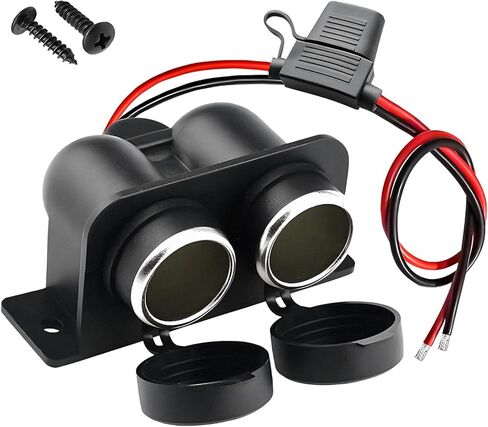Cigarette Lighter Socket with Blade Fuse, Waterproof Auto Dual Socket Cigarette Lighter Splitter, 12V Power Outlet Splitter Replacement Plug for Car Marine Truck ATV RV in Saudi Arabia