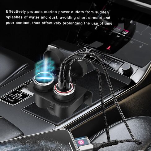 Cigarette Lighter Socket with Blade Fuse, Waterproof Auto Dual Socket Cigarette Lighter Splitter, 12V Power Outlet Splitter Replacement Plug for Car Marine Truck ATV RV in Saudi Arabia