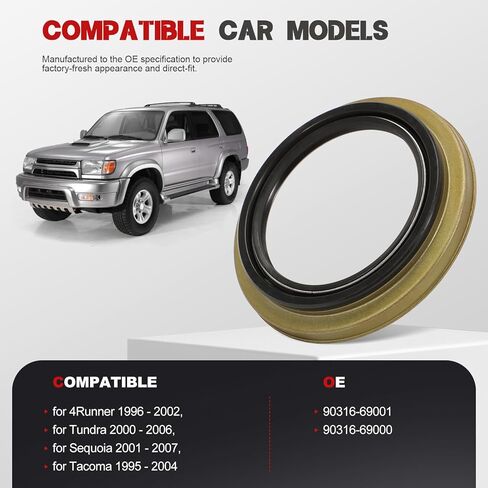 قطعتان من استبدال ختم زيت محور العجلة الأمامية 90316-69001 لـ 4Runner 96-02 لـ Tundra 00-06 لـ Tacoma 95-04 لـ Sequoia 01-07، استبدال المحمل الأمامي الأيمن 90316-69000 in Kuwait