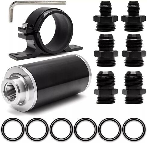 Inline 100 micron filter 6AN 8AN 10AN adapter 50MM + mounting bracket in Saudi Arabia