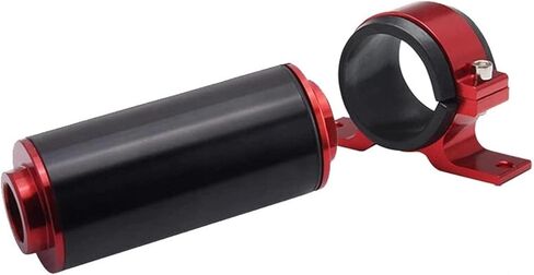 Black Red Inline 100 Micron Filter 6AN 8AN 10AN Adapter 50MM + Mounting Bracket in Saudi Arabia